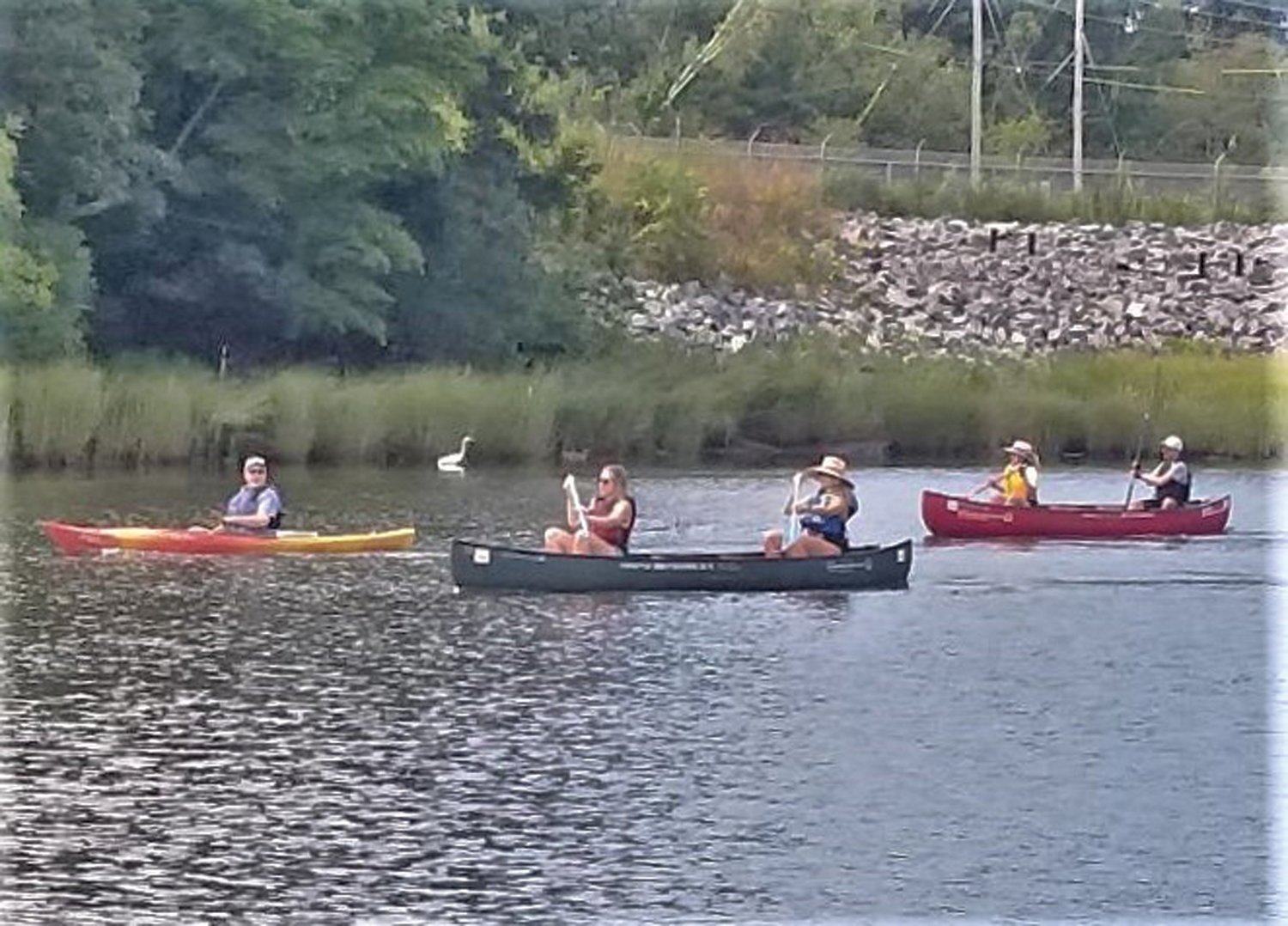 LEADERS OF THE PACK: Fifty kayakers and canoeists paddled from Pawtucket to Providence Sunday to celebrate past and future efforts to clean and reclaim the Blackstone (Seekonk) River. (Submitted photo)